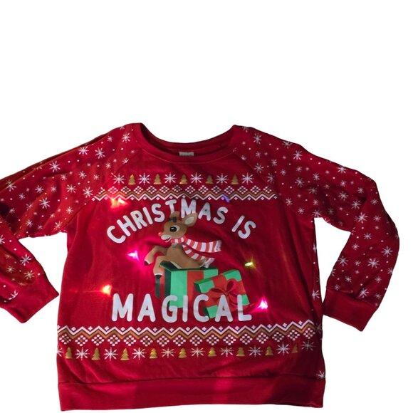 Rudolph The Red-Nosed Reindeer Christmas Is Magical Light-Up Sweater XL - Picture 12 of 13